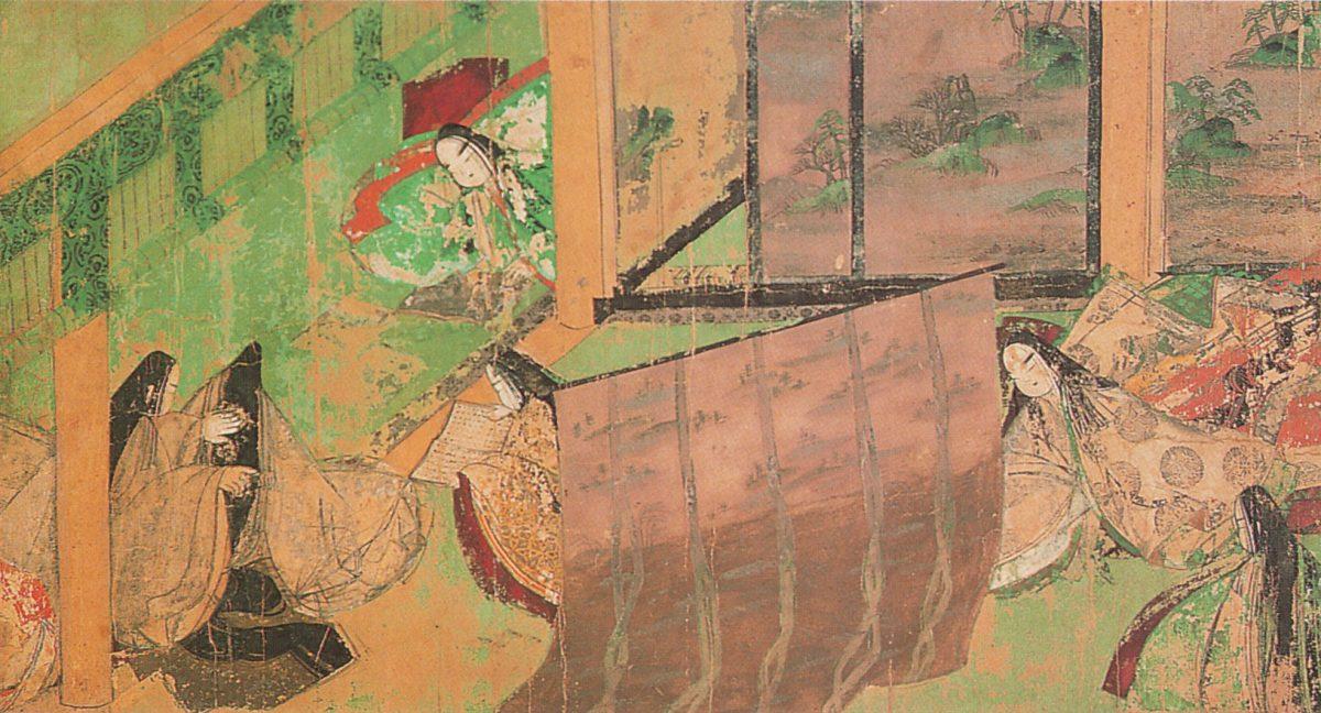 A scene, “East Wing,” from “The Tale of Genji” circa 1130, by an artist of the imperial court of Kyoto. An illustrated handscroll. Tokugawa Art Museum. (Public Domain)