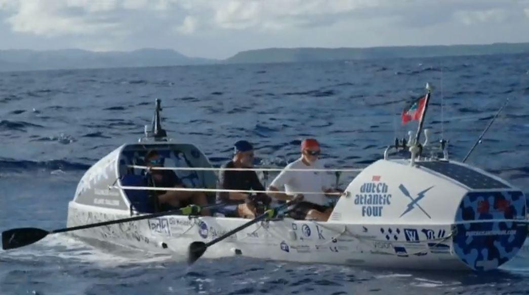 Shot of Dutch Atlantic Four team rowing. (Screenshot/Reuters)