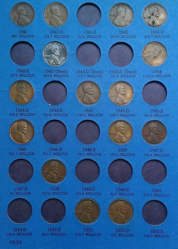 1940s penny collection (Public domain)