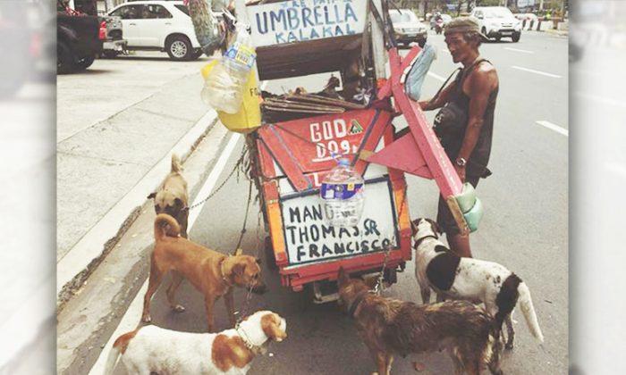 Poor Man in Manila Sells ‘Junk’ To Buy Food For Himself And Pet Dogs