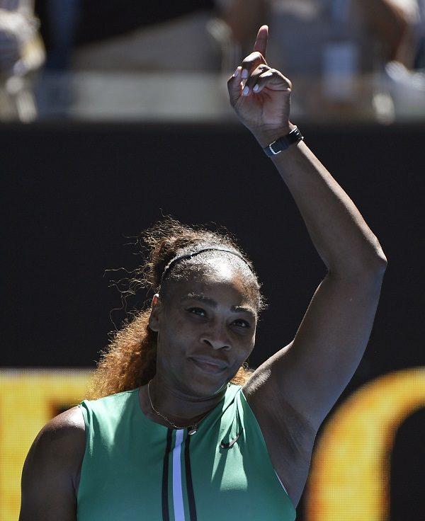 United States' Serena Williams celebrates after defeating Ukraine's Dayana Yastremska during their third round match at the Australian Open tennis championships in Melbourne, Australia, on Jan. 19, 2019. (Andy Brownbill/AP Photo)