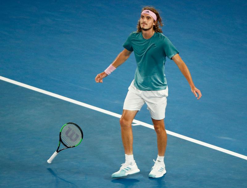 Greece’s Stefanos Tsitsipas reacts after winning the match against Switzerland’s Roger Federer at the Australian Open in Melbourne, on Jan. 20, 2019. (Reuters/Edgar Su)