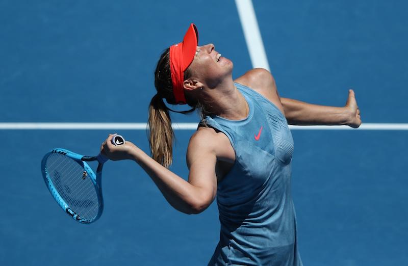 Russia's Maria Sharapova in action during the match against Australia's Ashleigh Barty at the Australian Open in Melbourne, on Jan. 20, 2019. (Reuters/Lucy Nicholson)