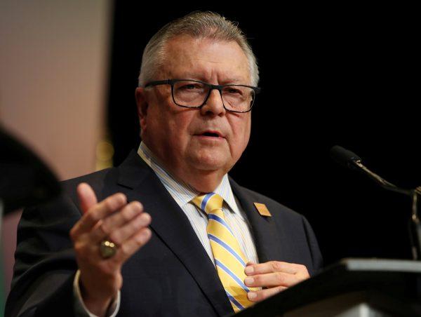 Canada's Minister of Public Safety Ralph Goodale answers questions from media on the second day of Foreign ministers meetings from G7 countries in Toronto, Ontario, Canada, on April 23, 2018. (Reuters/Fred Thornhill)