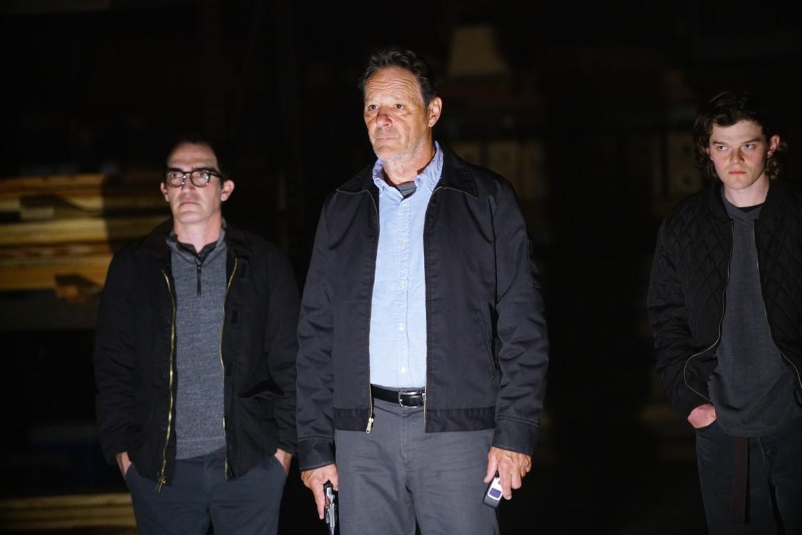 (L–R) Patrick Fischler, Chris Mulkey, and Robert Aramayo in “The Standoff at Sparrow Creek.” (RLJ Entertainment)