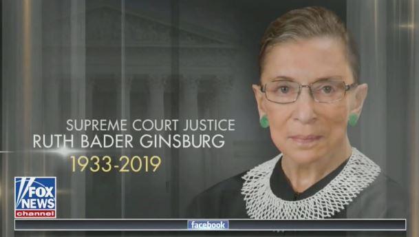 A graphic shown briefly during "Fox & Friends" on Fox News indicating that Supreme Court Justice Ruth Bader Ginsburg had died on Jan. 21, 2019. (Screenshot/Fox News)