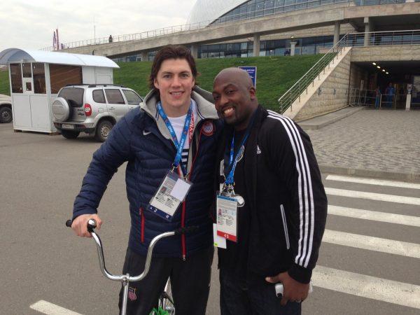 Lamont Smith (R) covering the 2014 Winter Olympics in Sochi, Russia. (Courtesy of Lamont Smith)