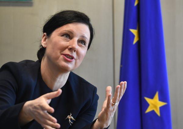European Commissioner for Justice Věra Jourová at the European Commission in Brussels on May 7, 2018. (Emmanuel Dunand/AFP/Getty Images)