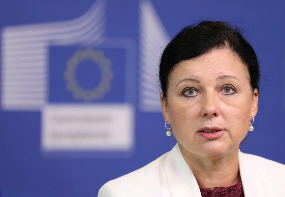 Vera Jourova at the European Commission in Brussels on Sept. 20, 2018. (John Thys/AFP/Getty Images)