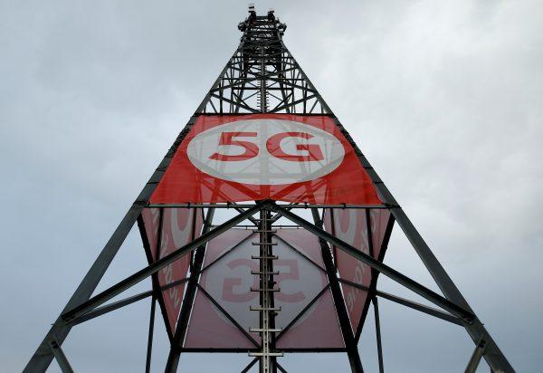 A mobile phone mast with 5G technology at the 5G Mobility Lab of telecommunications company Vodafone in Aldenhoven, Germany, on Nov. 27, 2018. (Thilo Schmuelgen/Reuters))