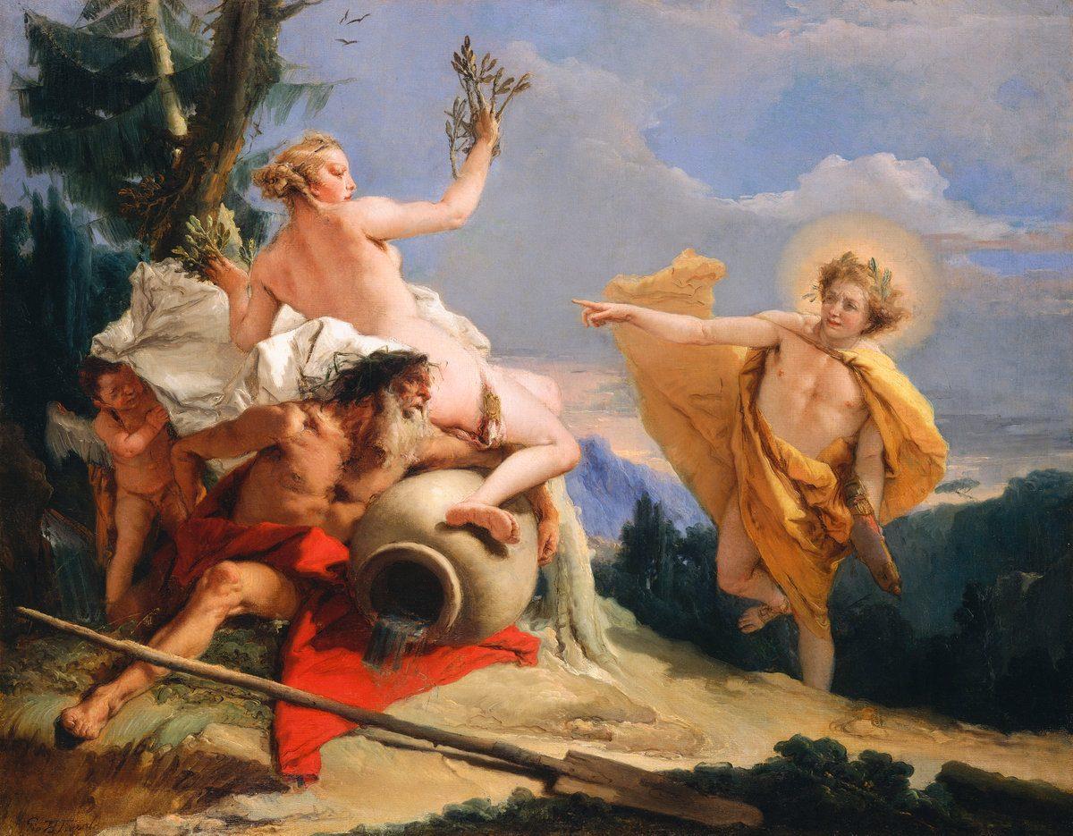 Tiepolo's later painting of this same myth: “Apollo Pursuing Daphne,” 1755-1760, by Giovanni Battista Tiepolo. Samuel H. Kress Collection. (Public Domain)