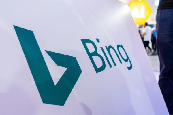 A sign of Microsoft's Bing search engine is seen at the World Artificial Intelligence Conference in Shanghai, China, on Sept. 21, 2018. (Stringer/Reuters)