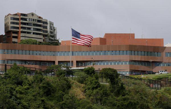 A U.S flag flies outside the U.S. embassy in Caracas, Venezuela, on Jan. 24, 2019. (Fernando Llano/AP Photo)