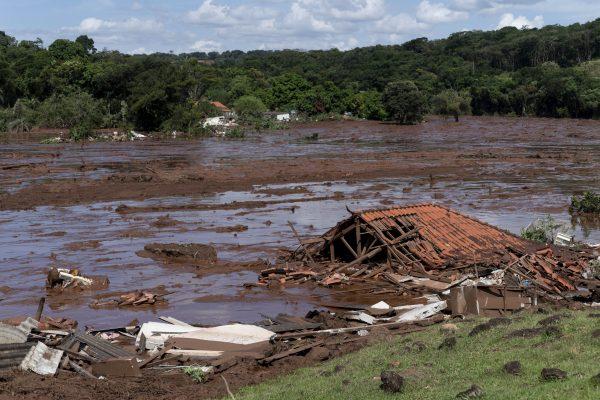 A structure lays in ruins after a dam collapsed near Brumadinho, Brazil, on Jan. 25, 2019. (Leo Drumond/Nitro via AP)