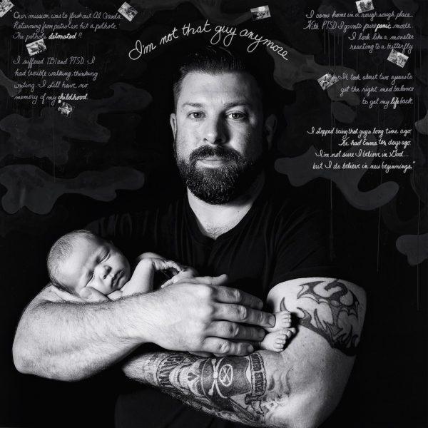 A portrait of Joshua Sandor with his daughter Emma from Susan J. Barron's "Depicting the Invisible: A Portrait Series of Veterans Struggling with PTSD." (Susan J. Barron)