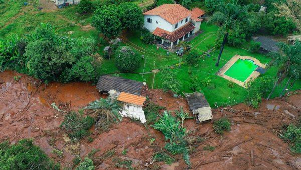 An aerial view shows a partially destroyed house after a dam collapsed, in Brumadinho, Brazil, on Jan. 26, 2019. (Andre Penner/AP)