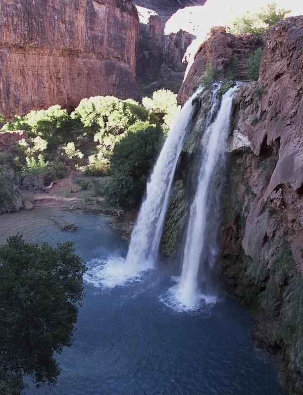 This 1997 file photo shows one of five waterfalls on Havasu Creek as its waters tumble 210 feet on the Havasupai Tribe's reservation in a southeastern branch of the Grand Canyon near Supai, Ariz. (Bob Daugherty/AP Photo)