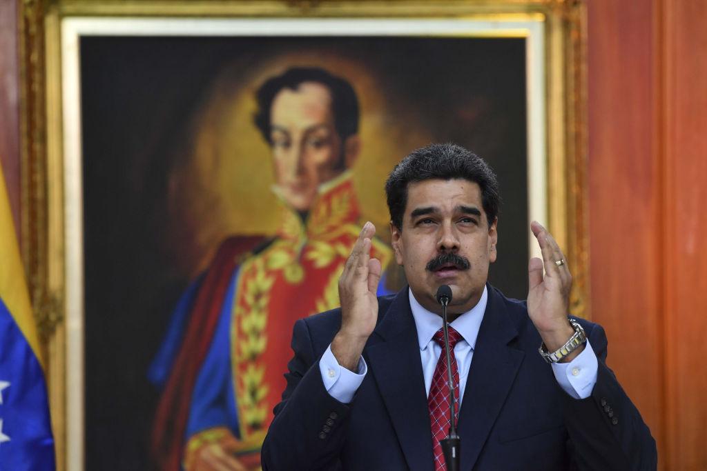 Venezuelan President Nicolas Maduro gestures during a press conference in Caracas, on Jan. 25, 2019. (YURI CORTEZ/AFP/Getty Images)