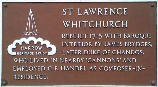 A plaque at St. Lawrence church, Little Stanmore in Middlesex in the greater London area. (CC BY-SA 3.0)