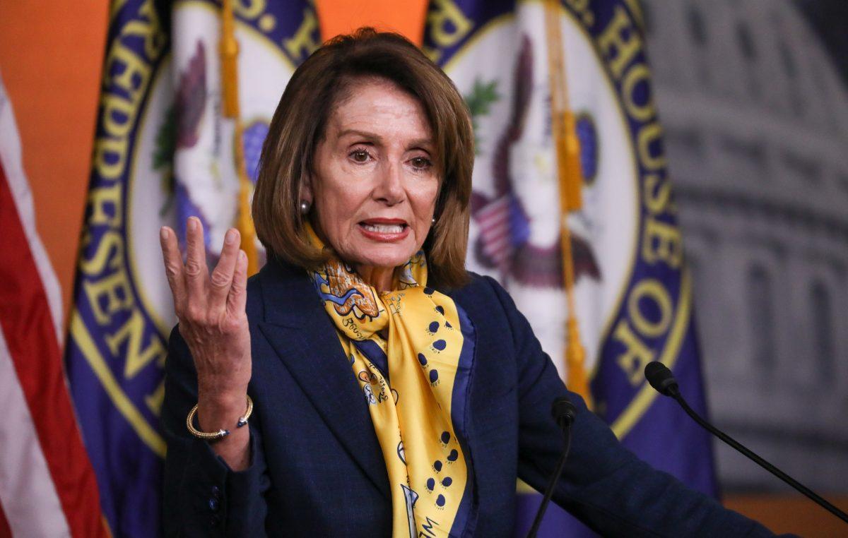 Speaker of the House Rep. Nancy Pelosi (D-Calif.) holds a press conference at the Capitol in Washington on Jan. 24, 2019. (Charlotte Cuthbertson/The Epoch Times)