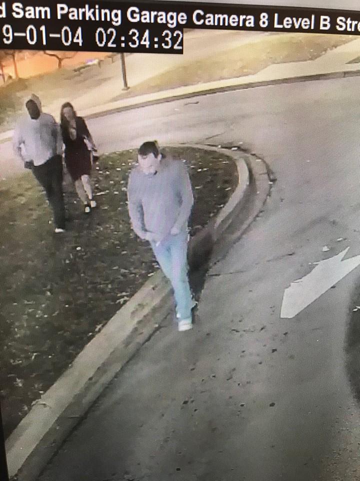A CCTV image shows Savannah Spurlock on the night of Jan. 4, 2019, accompanied by two men as she left a Kentucky bar before she went missing. A third man not pictured was also part of the group, police said. (Richmond Police Department)
