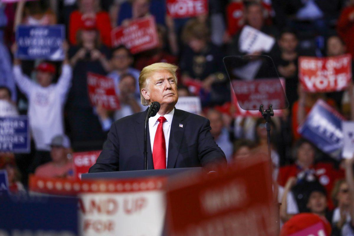 President Donald Trump at a Make America Great Again rally in Houston on Oct. 22, 2018. (Charlotte Cuthbertson/The Epoch Times)