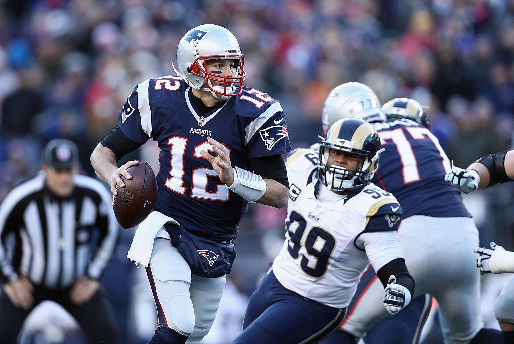 Tom Brady #12 of the New England Patriots looks to pass the ball during the second half against the Los Angeles Rams at Gillette Stadium on Dec. 4, 2016 in Foxboro, Massachusetts. (Maddie Meyer/Getty Images)