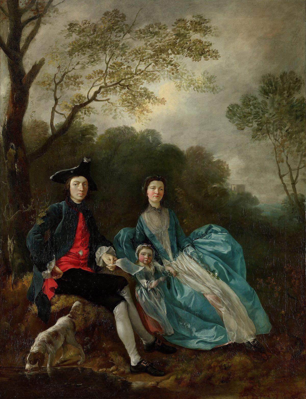 “The Artist with His Wife Margaret and Eldest Daughter Mary,” circa 1748, by Thomas Gainsborough. Oil on canvas. Acquired under the acceptance-in-lieu scheme at the wish of Sybil, Marchioness of Cholmondeley, in memory of her brother, Sir Philip Sassoon, 1994, The National Gallery, London. (The National Gallery, London)