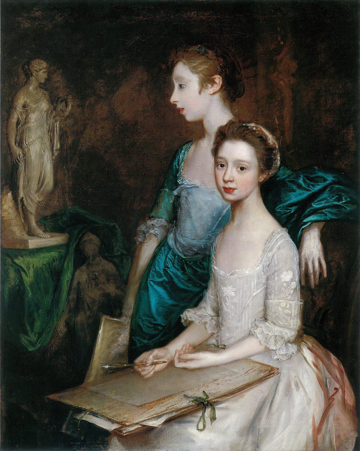 “Mary and Margaret Gainsborough, the Artist’s Daughters, at Their Drawing,” circa 1763–1764, by Thomas Gainsborough. Oil on canvas. Museum purchased, Worcester Art Museum, Massachusetts. (Worcester Art Museum)