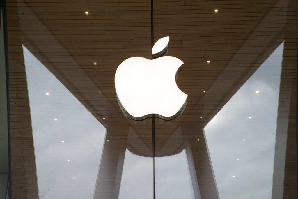 The Apple logo is displayed at the Apple store in the Brooklyn borough of New York. Apple has made the group chat function in FaceTime unavailable, Tuesday Jan. 29, 2019, after users said there was a bug that could allow callers to activate another user's microphone remotely. (Mary Altaffer/AP Photo)