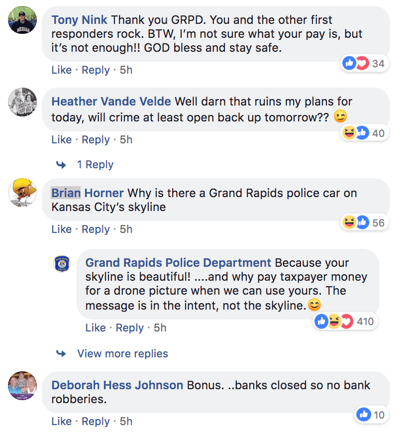 Screenshot of post's comment section. (Grand Rapids Police Department/Facebook)