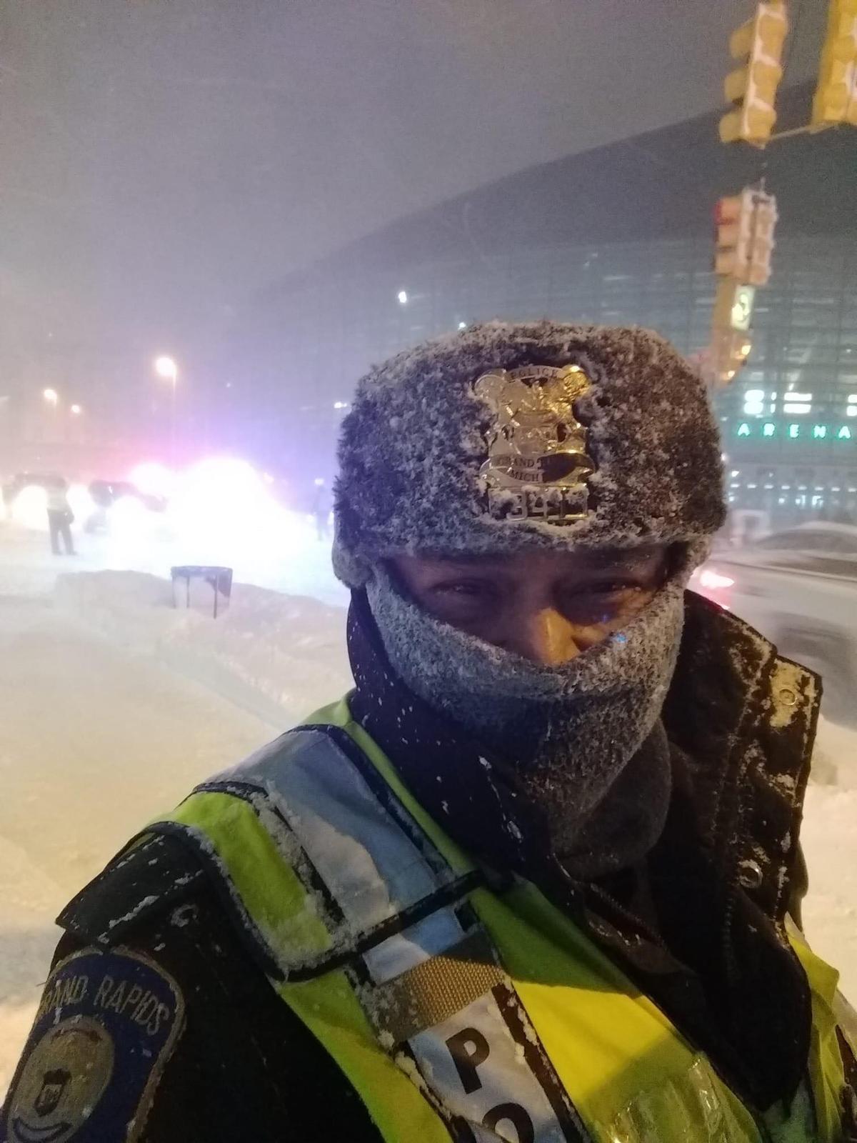 President Newton of the Fraternal Order of Police working overnight at the Van Andel Arena on Jan. 29. (Fraternal Order of Police/Facebook)