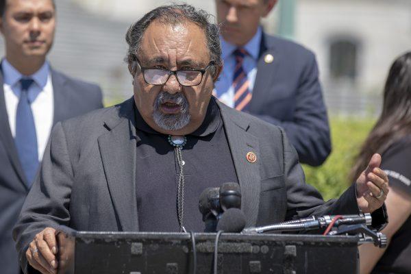 Rep. Raúl Grijalva (D-Ariz.) speaks during a news conference on July 10, 2018, in Washington. (Alex Edelman/Getty Images)