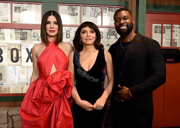 Sandra Bullock, Susanne Bier, and Trevante Rhodes attend the New York Special Screening Of The Netflix Film "BIRD BOX" at Alice Tully Hall,n New York City, on Dec. 17, 2018. (Ilya S. Savenok/Getty Images for Netflix)