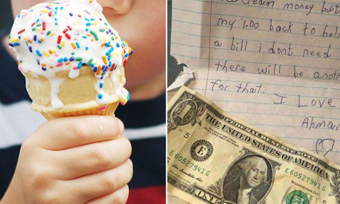 Boy Returns Mom’s Ice Cream Money with a Touching Note Saying How She Needs It More