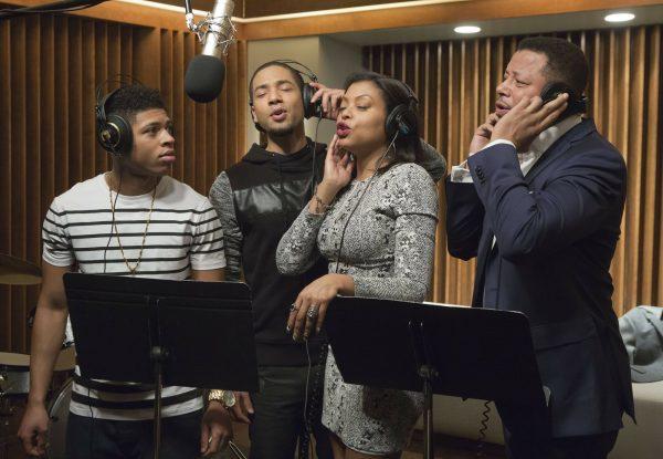 Left, Jussie Smollett, Taraji P. Henson and Terrence Howard appear in a scene from "Empire." Smollett, who alleges he was the victim of a brutal racial and homophobic attack, is a former child star who grew up to become a champion of LGBT rights and one of the few actors to play a black gay character on primetime TV. (Chuck Hodes/FOX via AP)