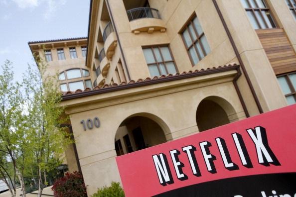 The Netflix company logo is seen at Netflix headquarters in Los Gatos, Calif., on April 13, 2011. (Ryan Anson/AFP/Getty Images)