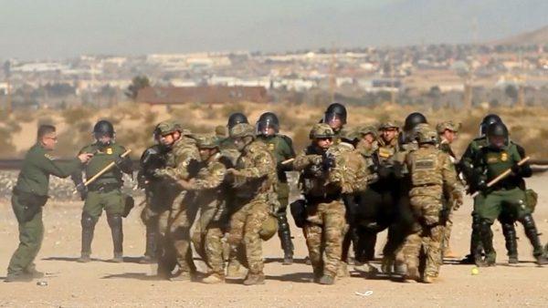Soldiers, border patrol in border security drill in Ciudad Jaurez, Chihuahua, Mexico, on Jan. 31, 2019. (image via Reuters)
