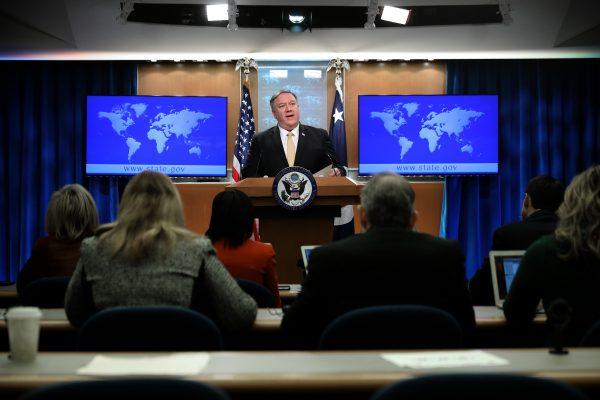 Secretary of State Mike Pompeo holds a news briefing at the State Department in Washington on Feb. 1, 2019. (Chip Somodevilla/Getty Images)