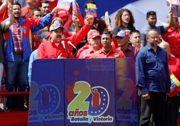 Venezuela's President Nicolas Maduro attends a rally in support of the government and to commemorate the 20th anniversary of the arrival to the presidency of the late President Hugo Chavez in Caracas, Venezuela .on February 2, 2019. (Manaure Quintero /REUTERS)