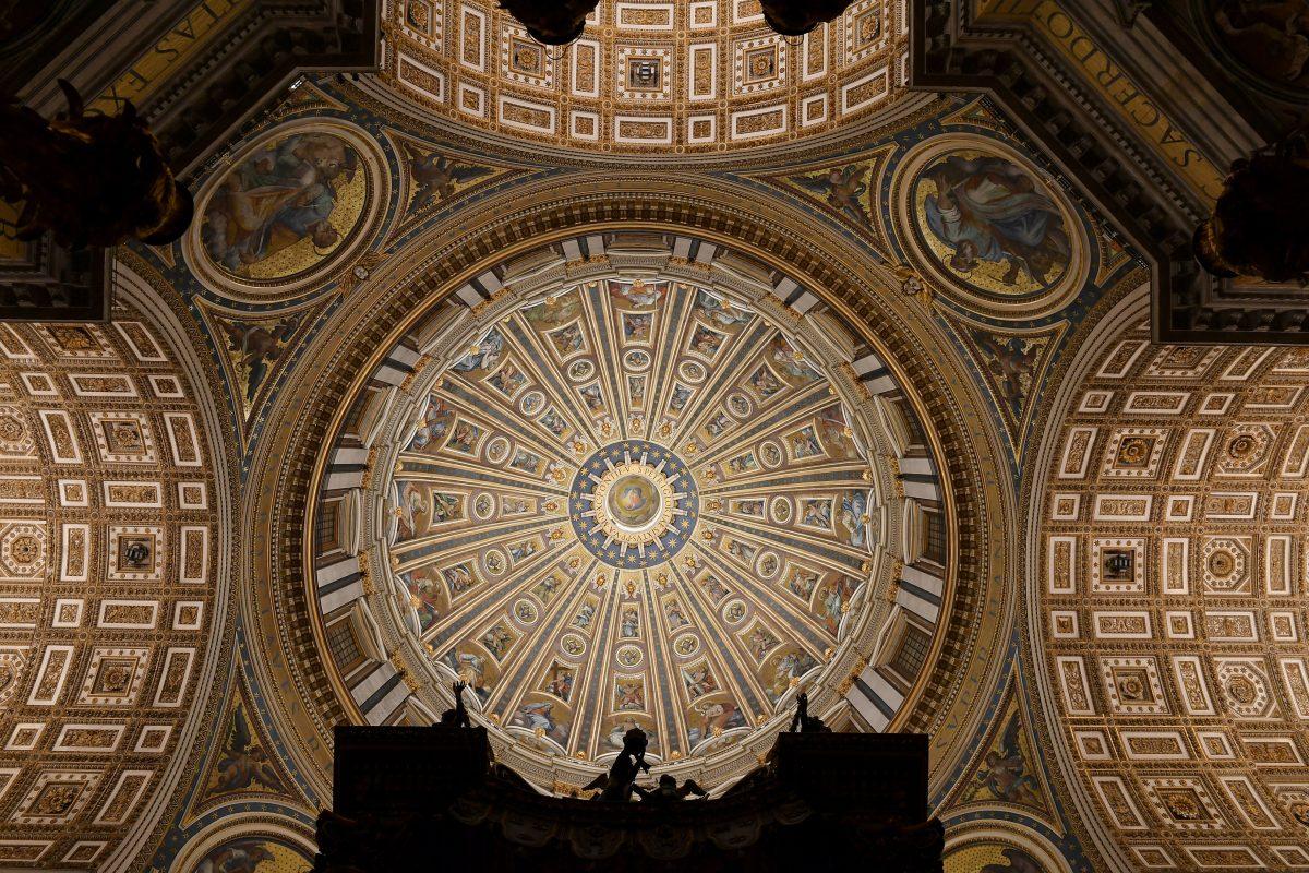 New illumination lights up the main dome at St. Peter's Basilica in Rome. (Archive Photo of St. Peter's)