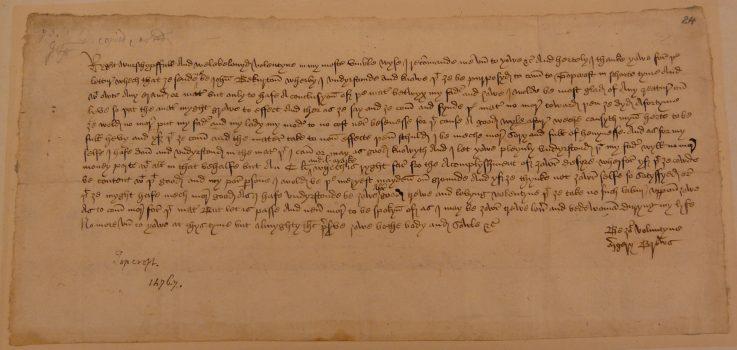 The earliest known Valentine in English: from Margery Brews to John Paston. British Library. (Public Domain)