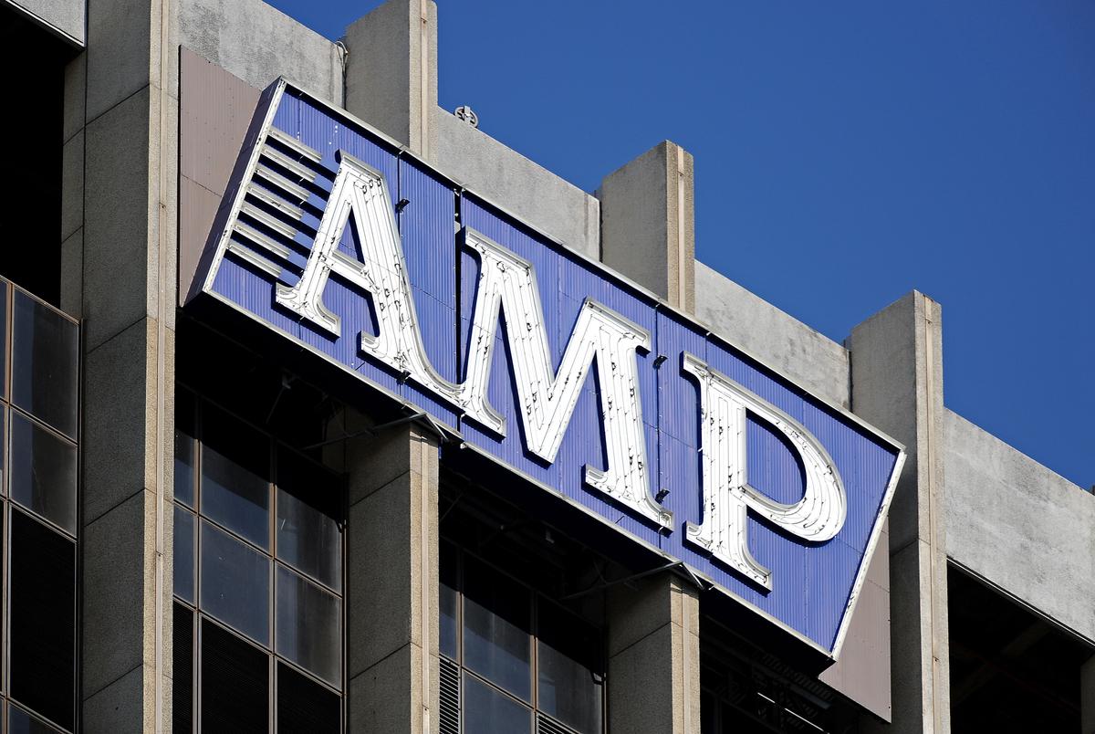 The corporate logo at the headquarters of the Australian fund manager AMP in Sydney on Dec. 17, 2009. (Torsten Blackwood/AFP/Getty Images)