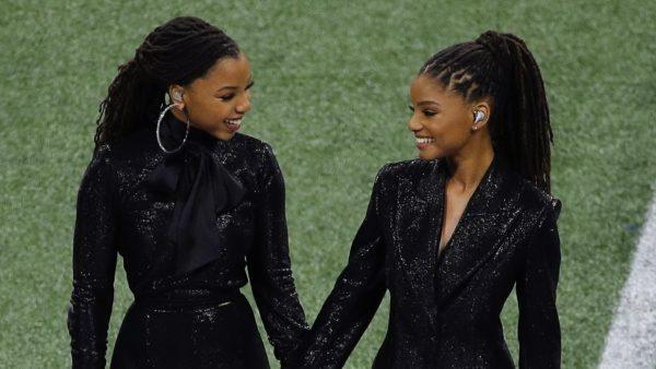 Chloe x Halle perform before the NFL Super Bowl 53 football game between the Los Angeles Rams and the New England Patriots in Atlanta, on Feb. 3, 2019. (Charlie Riedel/AP)