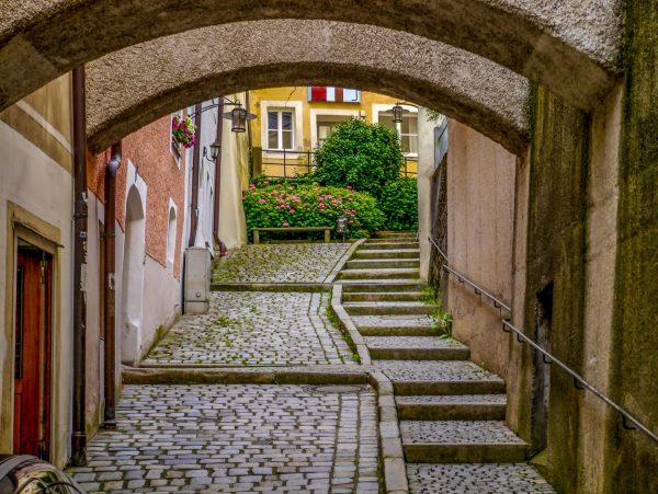 Cobblestone side street in Passau, Germany. (Shutterstock)