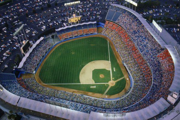 File photo showing a general view of Dodger Stadium, home of the Los Angeles Dodgers during a game in the 1990 MLB season at Chavez Ravine in Los Angeles, California. (Getty Images)