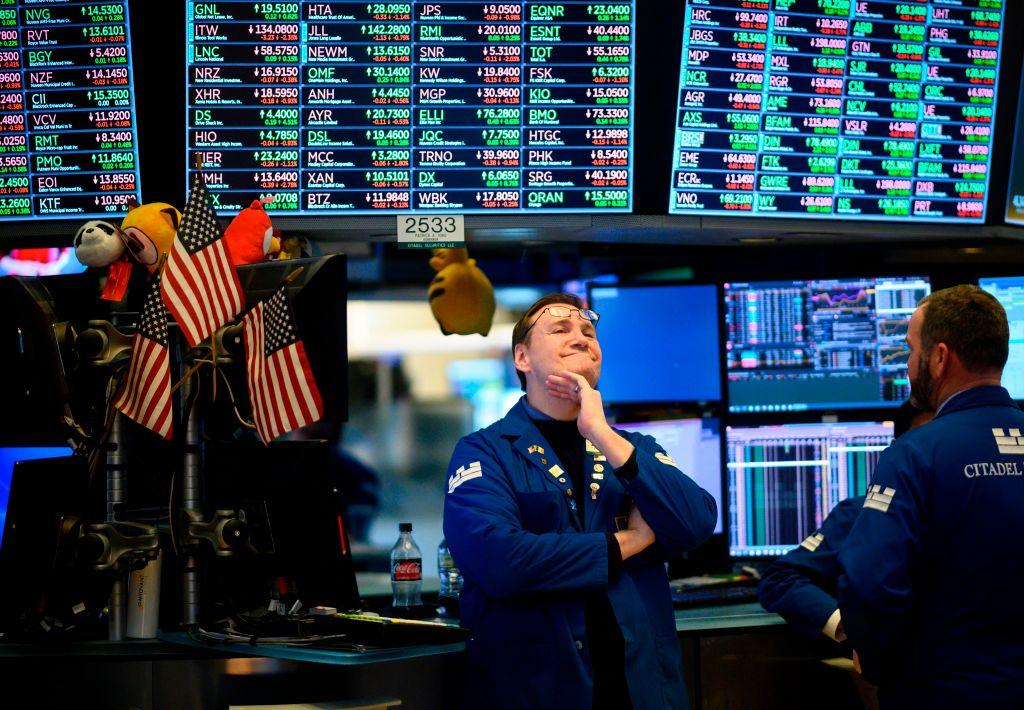 A trader works ahead of the closing bell on the floor of the New York Stock Exchange (NYSE) in N.Y. on Feb. 1, 2019. (Johannes Eisele/AFP/Getty Images)