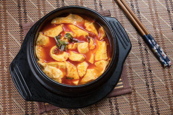 Spicy seafood soondubu. (Benny Zhang)