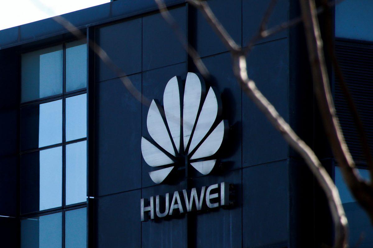 Company logo at the office of Huawei in Beijing, Dec. 6, 2018. (Reuters/Thomas Peter)