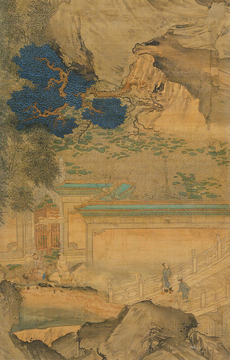 A detail from "The Palace of Nine Perfections," 1691, by Yuan Jiang. Set of 12 hanging scrolls with ink and color on silk, 81.5 inches by 221.7 inches. The Metropolitan Museum of Art, New York. (Public Domain)